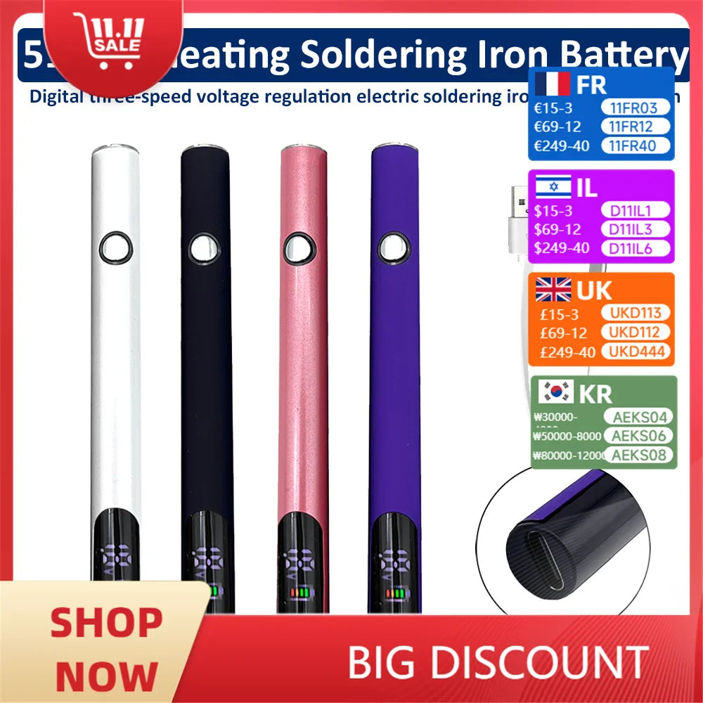 Digital Preheating Soldering Iron Battery – 2.7V/3.4V/4.2V with Adjustable Voltage & 320mAh