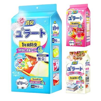48pcs Closet Scent Bags – Camphor Insect Repellent & Moisture-Proof Wardrobe Deodorant Sachets