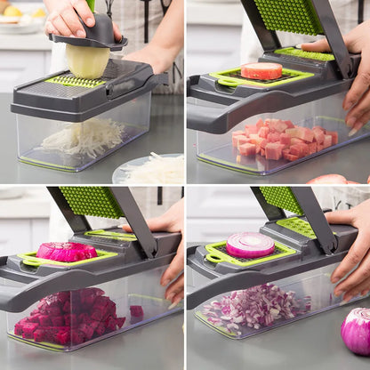 14/16-in-1 Multifunctional Vegetable Chopper | Onion Chopper | Kitchen Slicer Dicer Cutter | Food Grater | Easy Handle Design