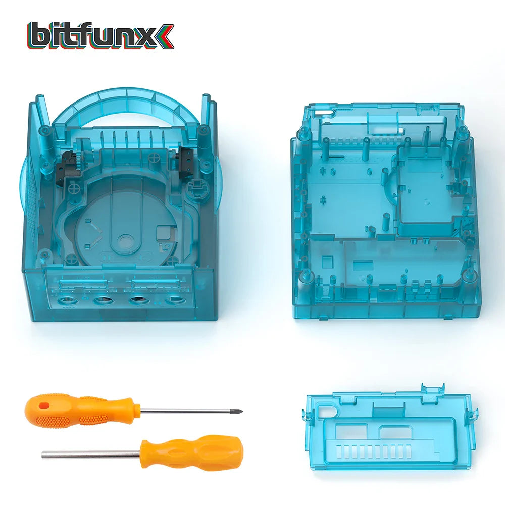 Bitfunx Ice Blue Transparent Replacement Shell for GameCube – Protective Case for NGC GC DOL-001/DOL-101 Console