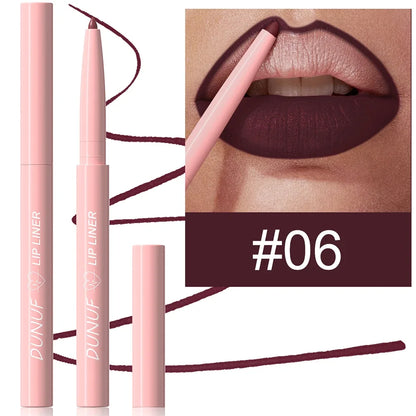Matte Red Brown Lip Liner Pencil – Waterproof Slim Lip Contour Pen with Tapered Nib Long-Lasting Lip Stain