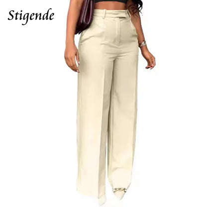 Stigende Women’s Wide Leg Pants – Straight, Loose-Fit Business Casual Trousers with Pockets, Midi Waist Office Pants