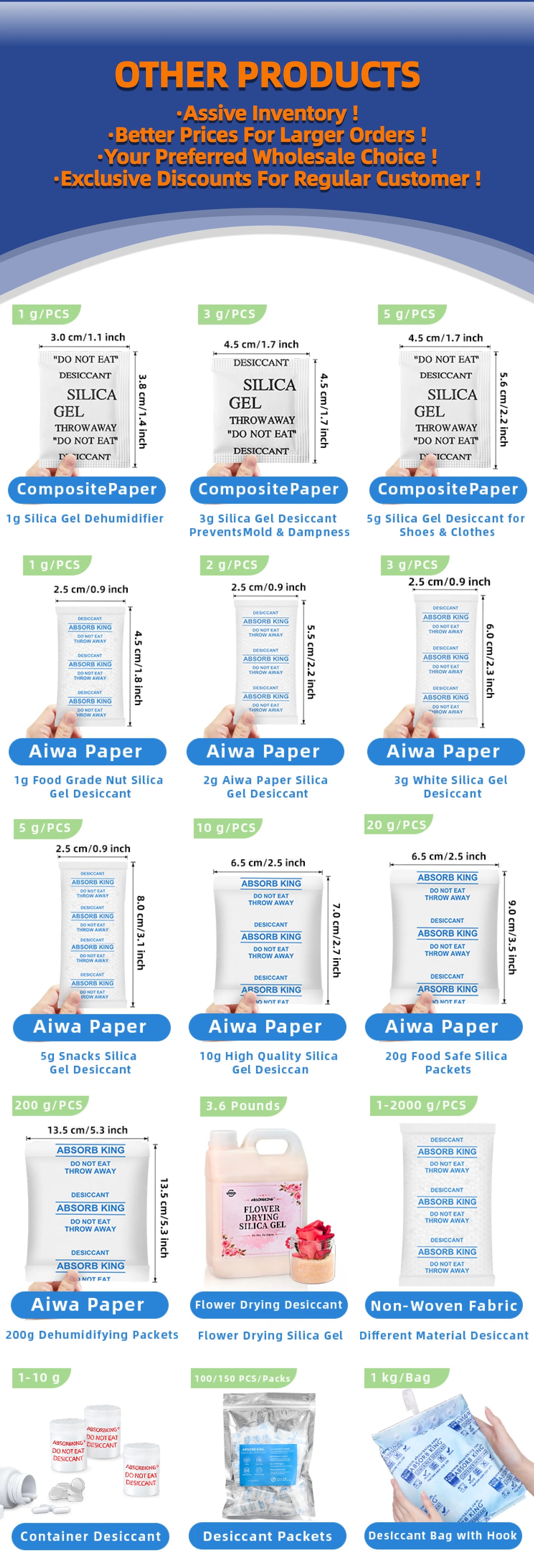 500g Color-Changing Silica Gel Packs — Reusable 3D Printer Desiccant Moisture Absorber for Christmas & Humidity Control