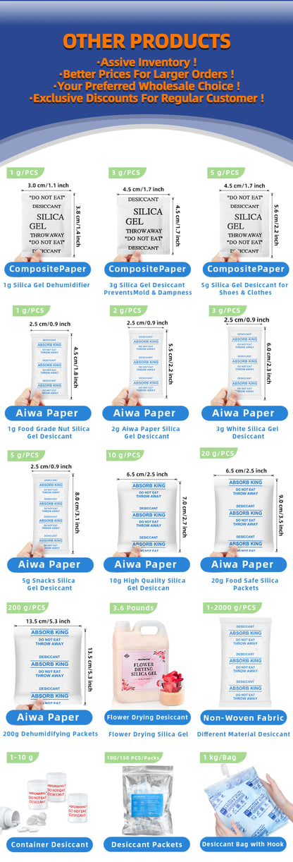 500g Color-Changing Silica Gel Packs — Reusable 3D Printer Desiccant Moisture Absorber for Christmas & Humidity Control