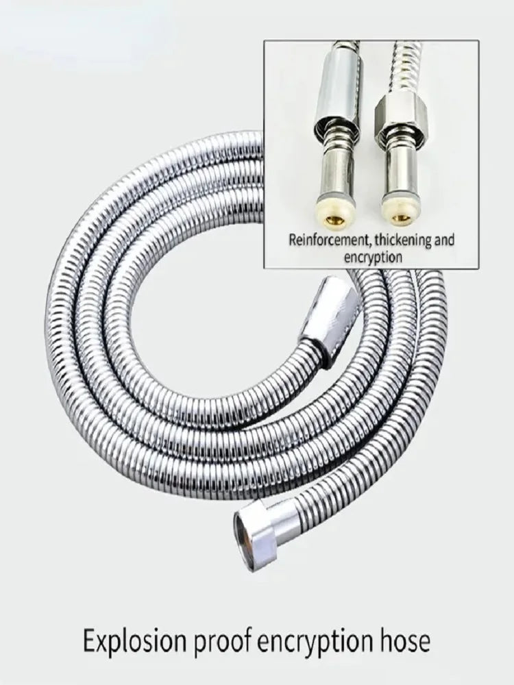 New 1.5/2/3M Flexible Shower Hose — Black SUS304 Stainless Steel Bathroom Water Extension Pipe and Bath Accessories