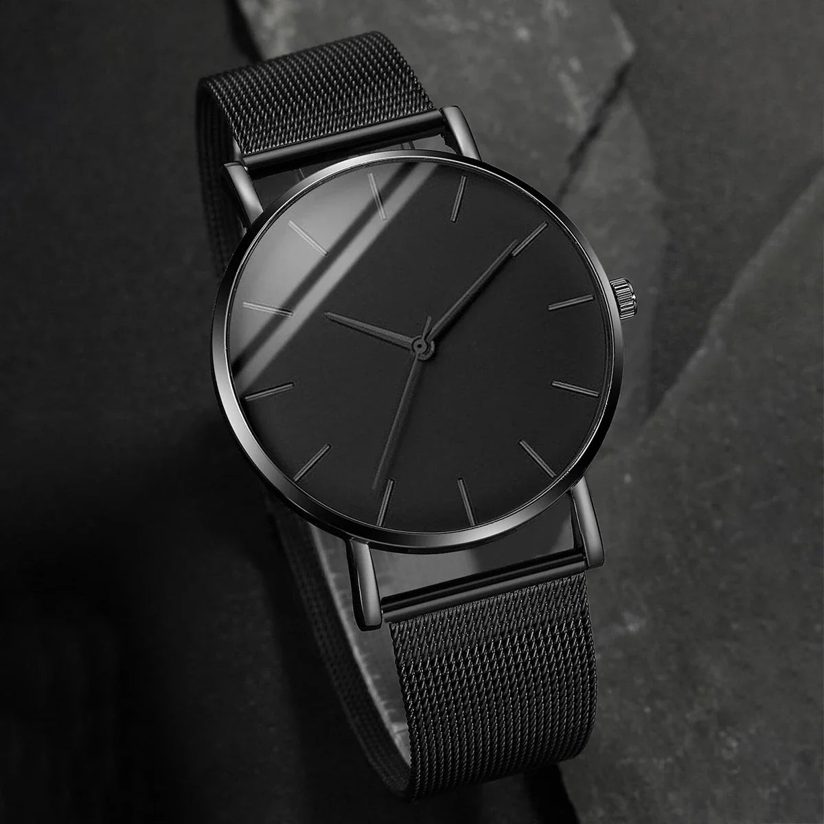 Men’s Ultra-Thin Quartz Watch – Fashion Business Stainless Steel Mesh Band Wristwatch