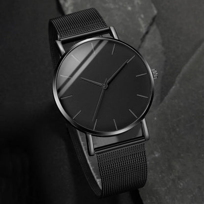 Men’s Ultra-Thin Quartz Watch – Fashion Business Stainless Steel Mesh Band Wristwatch