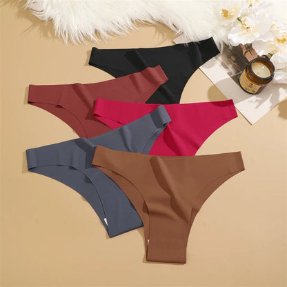 3Pcs Ultra-Thin Seamless Silk Women’s Panties – Sexy Low-Waist Stretch Bikini Briefs, XS-XXL