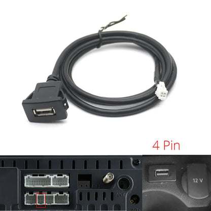 Dual USB Dashboard Mount Panel Extension Cable – 4/6 Pin Shielded Adapter for Car, Truck, Boat, Motorcycle, Android Head Unit