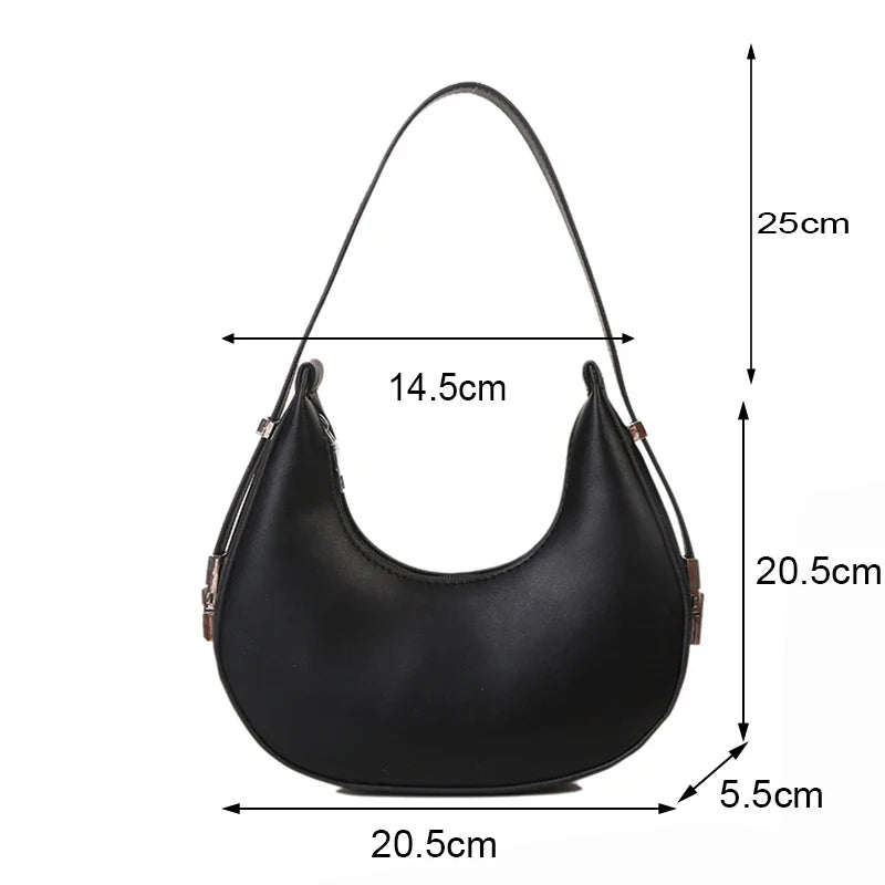Fashion PU Leather Underarm Bag for Women – Trendy Clutch Handbag, Single Shoulder, Simple Hobo Tote