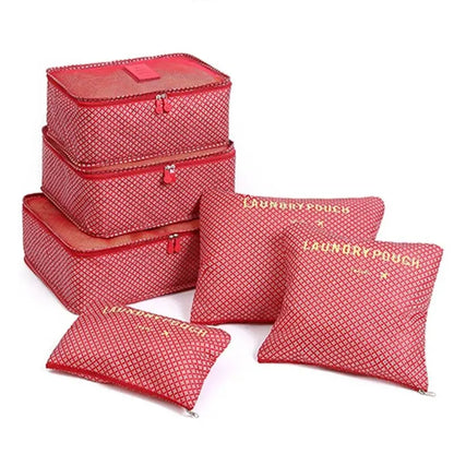 6 Piece Large Travel Organizer Set – Portable Suitcase, Clothes, Shoes and Makeup Bags | Luggage Storage Solution