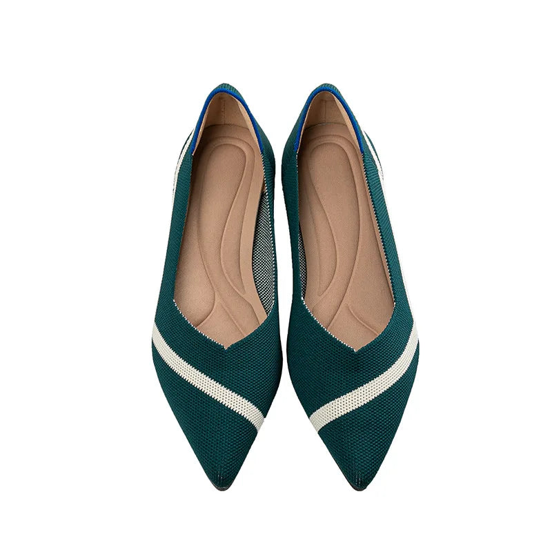 Women’s Knitted Elastic Flat Shoes Plus Size 42–43 – Soft Comfortable Slip-On Flats for Spring & Autumn
