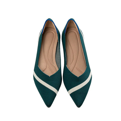 Women’s Knitted Elastic Flat Shoes Plus Size 42–43 – Soft Comfortable Slip-On Flats for Spring & Autumn
