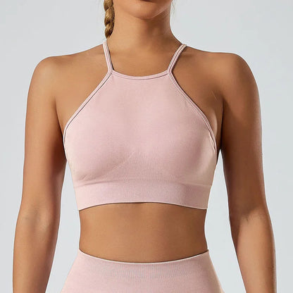 Women’s Shockproof Fitness Sports Bra – Push-Up Crop Top for Gym, Yoga & Workout