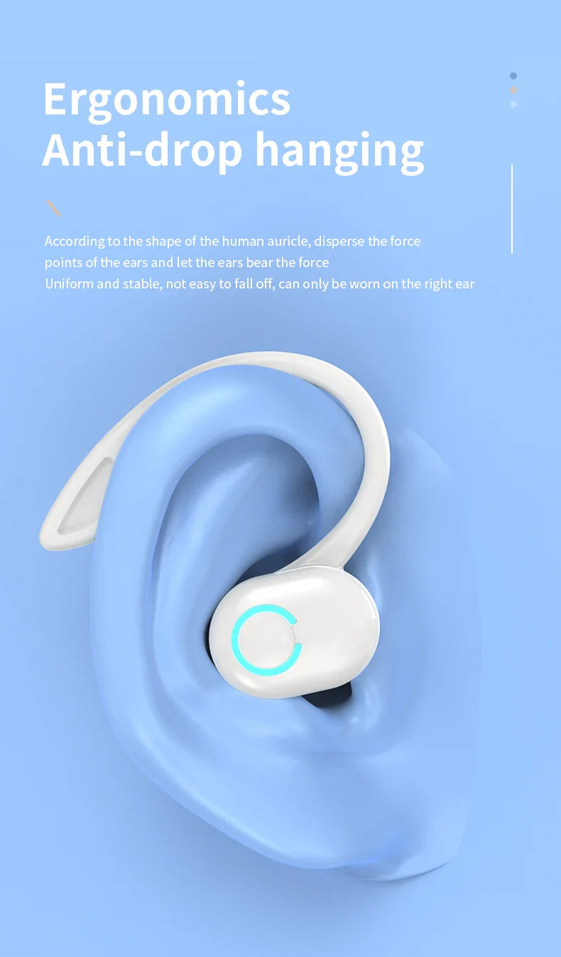 VAORLO Bluetooth 5.2 Ear-Hook Headphones – Mini HIFI Bass Wireless Earphones with Mic for Sports & Gaming