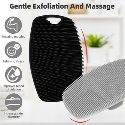 Soft Silicone Exfoliating Brush – Gentle Manual Body Cleanser & Massage Shower Scrubber for Men