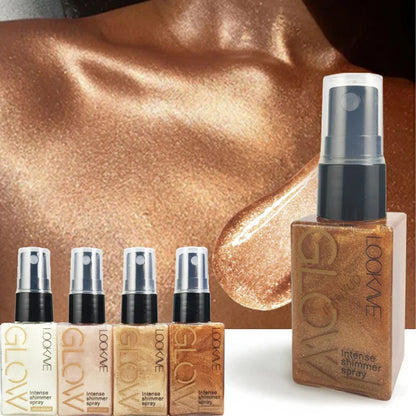 Shimmer Oil Spray – Waterproof Long-Lasting Gold & Bronze Body and Face Highlighter for Brightening & Contouring