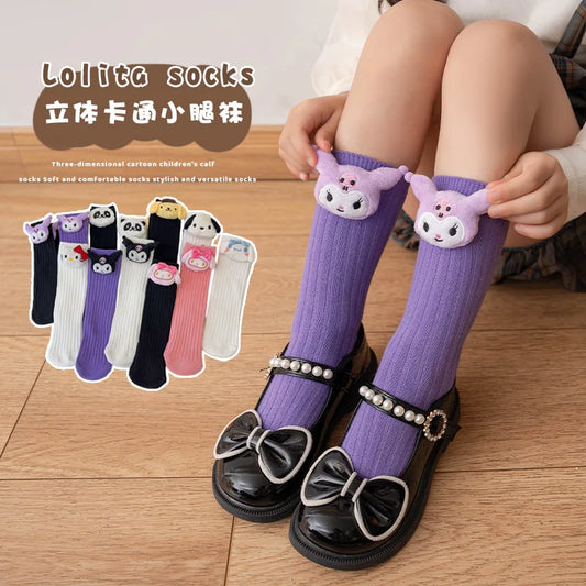Sanrio Kuromi, Melody, Cinnamoroll & Kitty Cat Socks – Kawaii Cartoon Mid-Tube Socks for Girls, Korean Style Trendy Student Socks