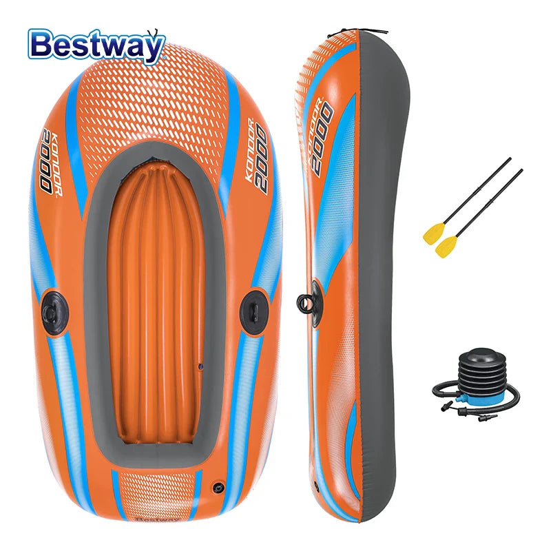 Bestway 61136/61140/61142/61146 Heavy-Duty Inflatable Kayak – 1-3 Person PVC Rafting Boat for Adventure & Thrilling Rides