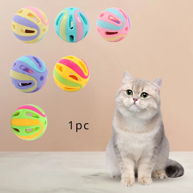Colorful Bell Ball Cat Toys – Interactive Plastic Sound Play Balls for Kittens, Chase & Exercise Pet Supplies