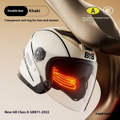 2024 New Motorcycle & Electric Car Helmet – Men’s & Women’s Safety Helmet with Anti-Fog Double Lens, Four Seasons Universal