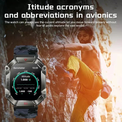2024 Military-Grade Men's Smart Watch - GPS, Compass, Weather Tracking, AI Voice, 120+ Sports Modes, 620mAh Battery for Outdoor Activities