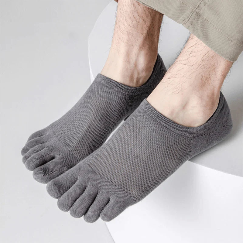 3 Pair Pack Men's Novelty Toe Socks - Breathable and Sweat-Absorbent Finger Boat Socks, High-Quality Casual Sox