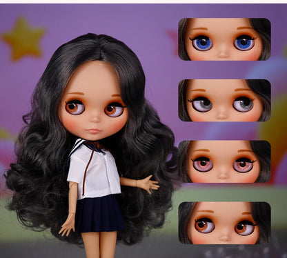 ICY DBS Blythe Doll – Tan Skin Matte Face with Eyebrows, 1/6 BJD Joint Body, Anime Christmas Gift