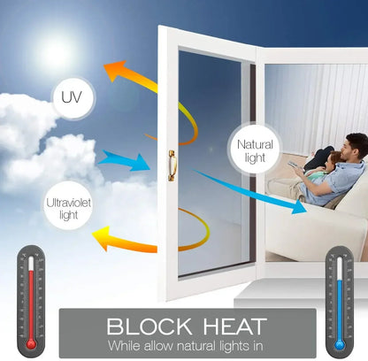 One Way Mirror Window Film - Privacy Reflective Tint, Heat Control, Sun Blocking, Self-Adhesive Glass Sticker (Multi-Size)