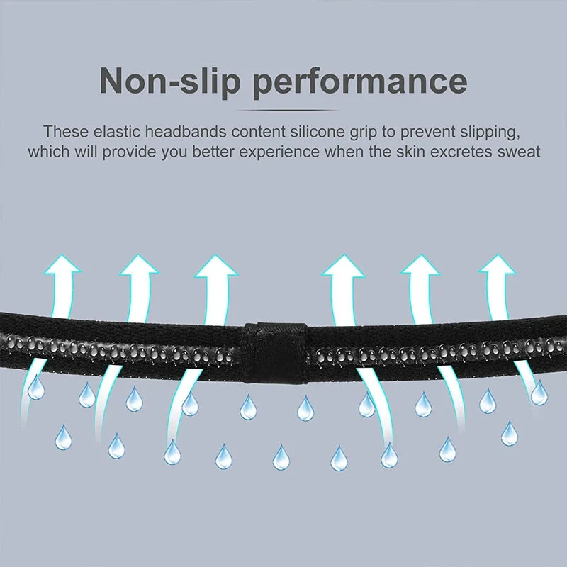 4 Pack Non-Slip Elastic Sports Headbands – Thick Sweatbands for Men & Women, Exercise & Outdoor Use