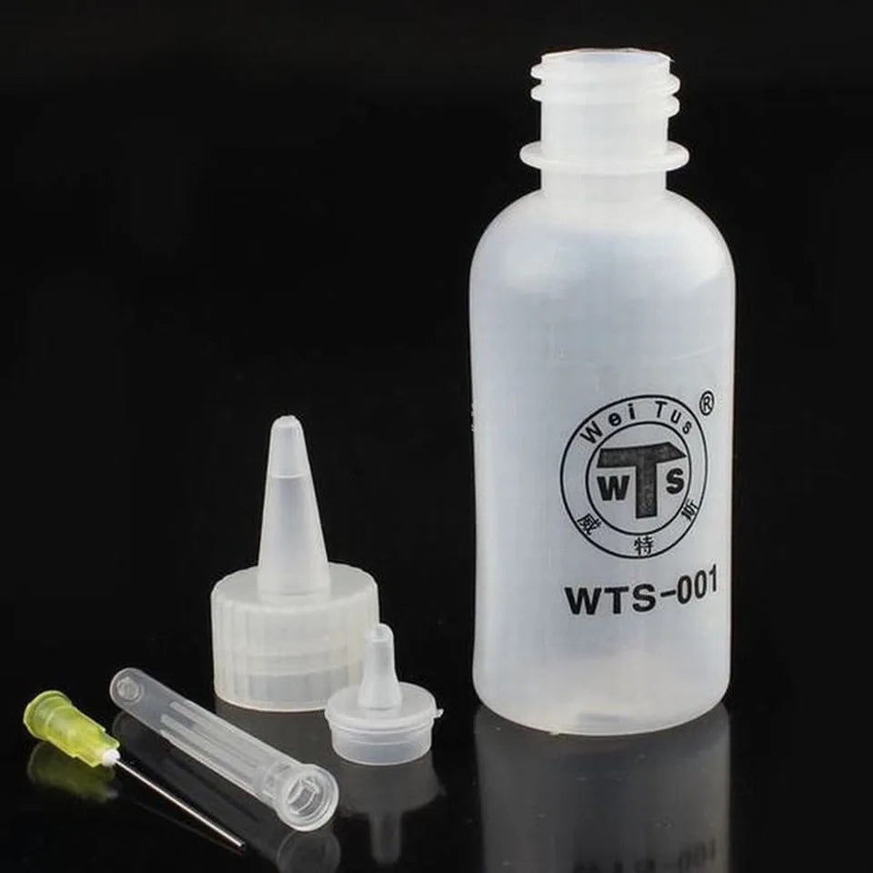 50ml Empty Plastic Precision Needle Bottle – Rosin Flux & 502 Glue Dispenser for Soldering, iPhone Repair & Electronics Tools