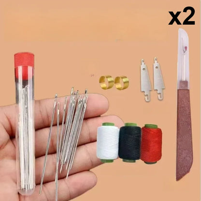34PCS Hand Sewing Tool Set – Large Eye Stainless Steel Needles with Threaders for DIY Clothing Repair, Embroidery & Craft Supplies
