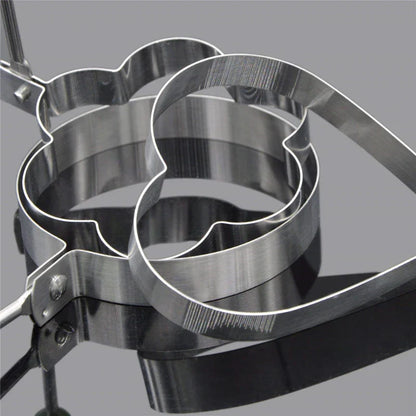 5pcs Stainless Steel Egg Mold Rings - Round, Heart, Flower, Star, and Mickey Mouse Shapes - Kitchen Utensil for Fun Breakfasts