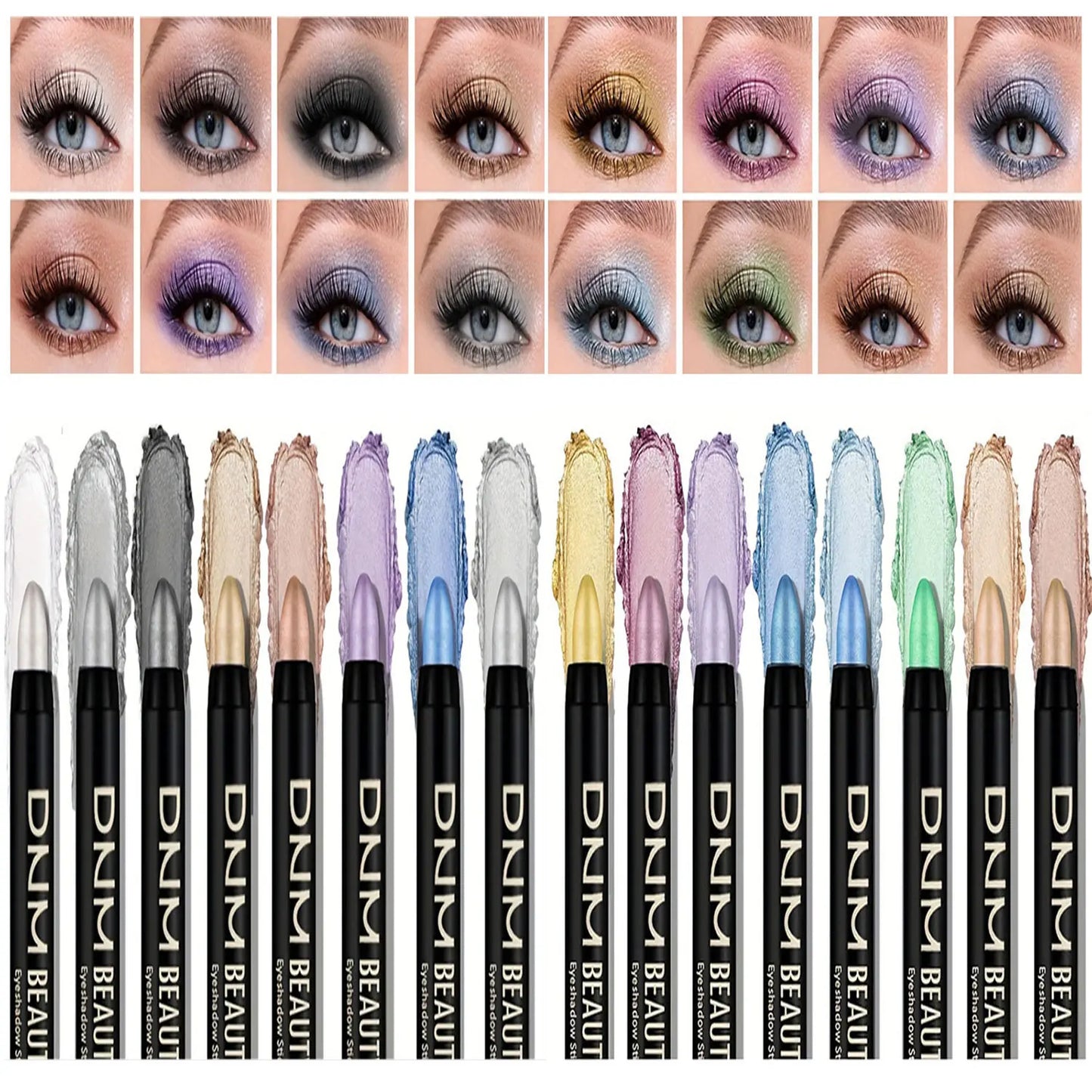 16 Colors Pearlescent Waterproof Eyeliner – Glitter, Long-Lasting & Non-Smudge Eye Makeup