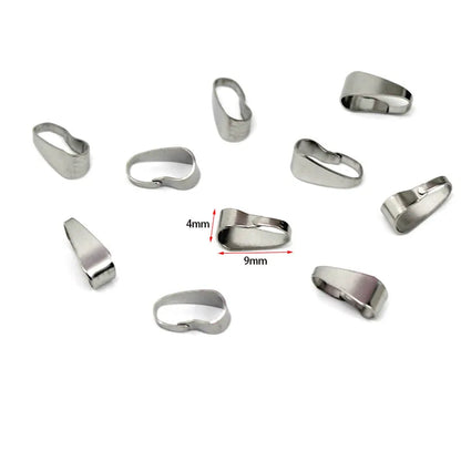 50PCS Stainless Steel Pendant Bail Connectors - Pinch Bail Clasp Clips for DIY Jewelry Making & Necklace Charms
