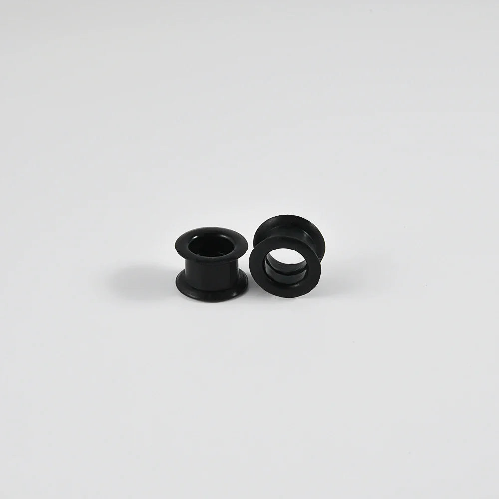 Pair of Supersize Black Silicone Double Flared Ear Tunnel Plugs — Flesh Gauge Expander Stretchers for Piercing