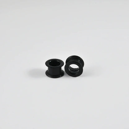 Pair of Supersize Black Silicone Double Flared Ear Tunnel Plugs — Flesh Gauge Expander Stretchers for Piercing