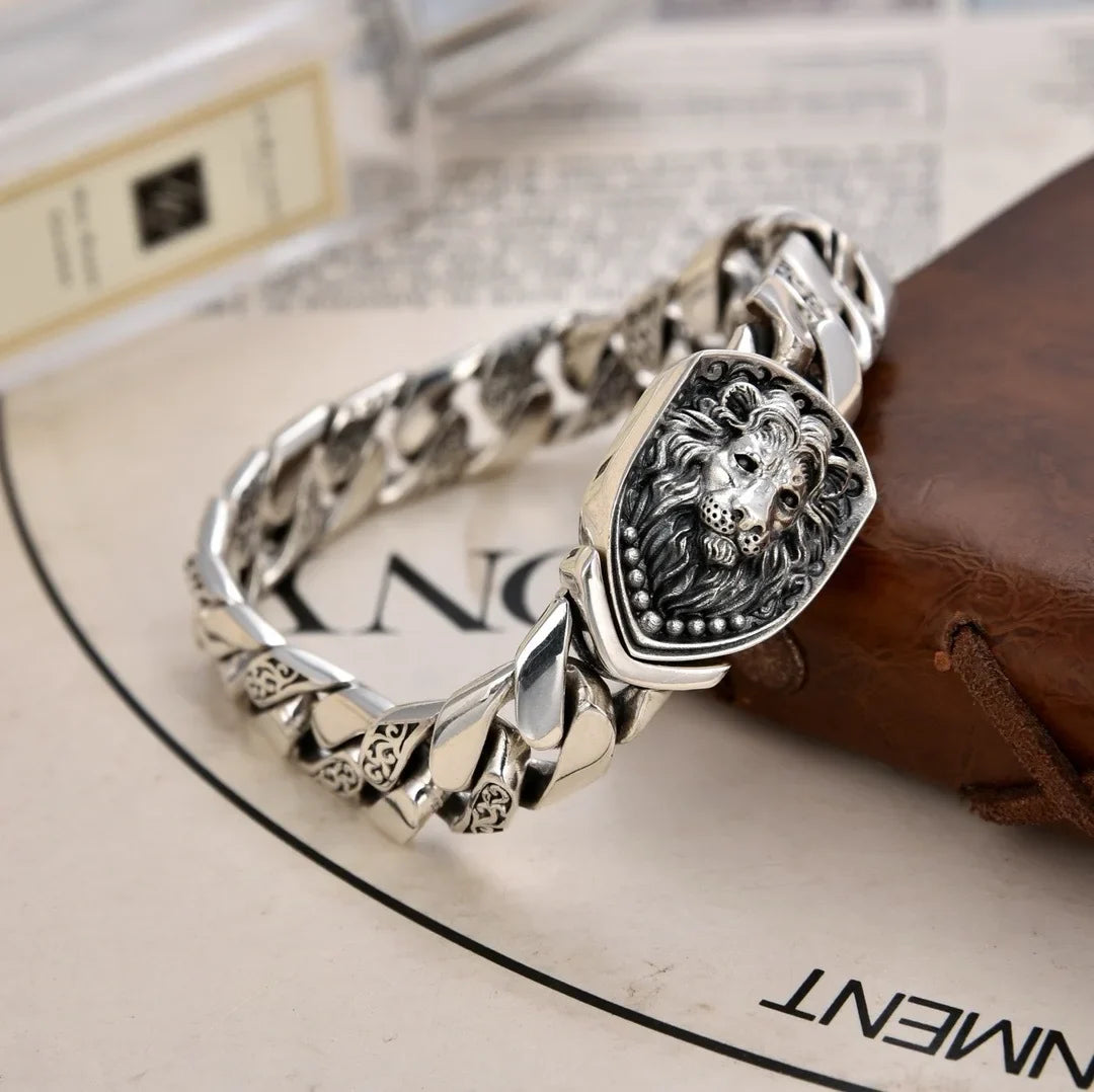 S925 Sterling Silver Vine Garland Bracelet - Retro Punk Tank Style Jewelry Gift
