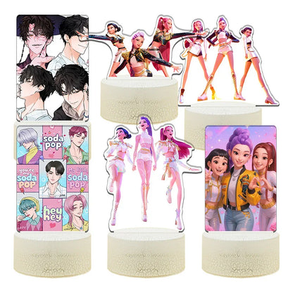 K-Pop Demon Hunters LED Night Light – Zoe, Mira, Rumi, Saja 16-Color Remote Control