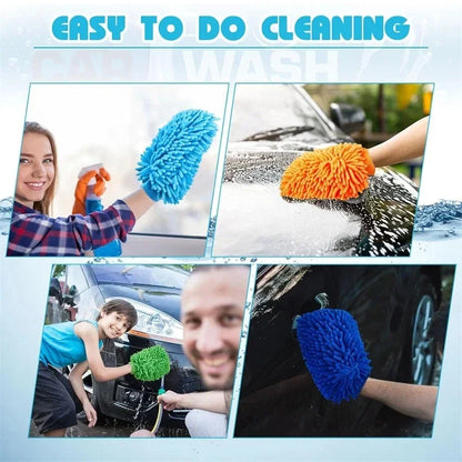 1/5pcs Microfiber Car Wash Gloves — Ultra-Absorbent, Scratch-Free Auto Cleaning Sponge Tool