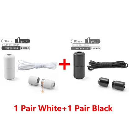 Elastic No Tie Shoelaces - Quick Lock Metal Laces for Kids & Adults Sneakers, Lazy Shoe Strings