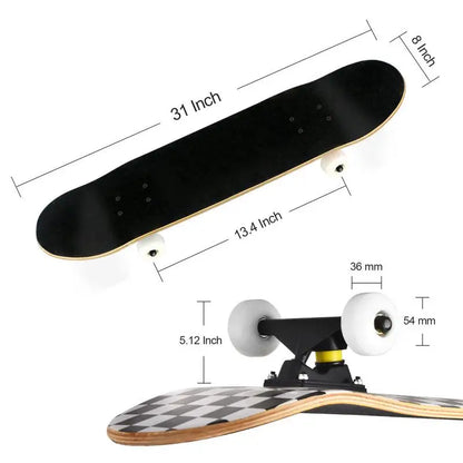 7 Layer Concave Skateboard – 31x8" Classic Trick Board for Adults, Kids & Teens