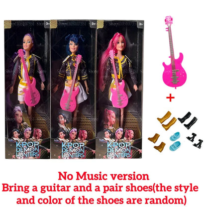 K-Pop Demon Hunters Humanoid Dolls — Mira, Rumi & Zoey (Music & No-Music) | Articulated Christmas Gift Box