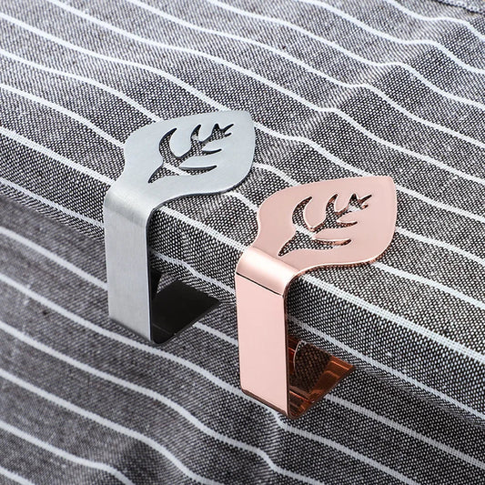 Set of 4 Stainless Steel Decorative Leaf Tablecloth Clips - Perfect for Picnics, BBQs, Weddings, and More!