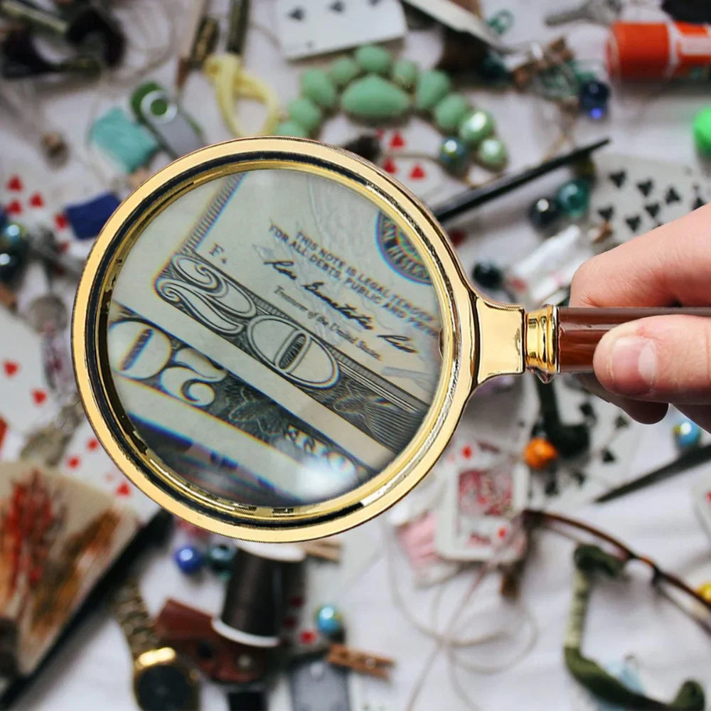 10X Handheld Magnifying Glass with Wooden Handle – 60/70mm Reading Loupe for Home, Learning & Fault Finding Inspection