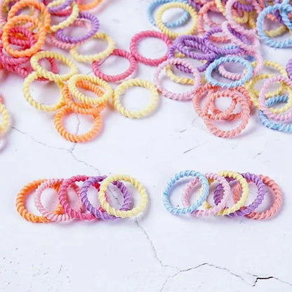 [100 Pack] Baby Rubber Bands - High Elastic, Seamless Thumb Rings for Toddlers, Gentle on Hair Scrunchies Set