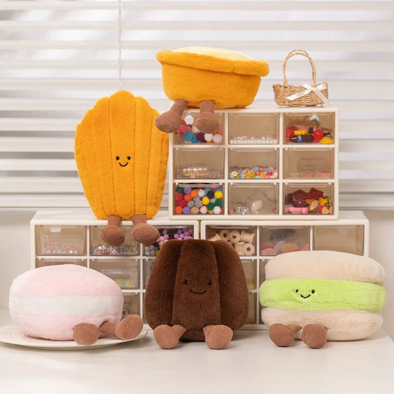 Cute Dessert Plush Toys – Soft Cake, Waffle, Pancake, Macaron, Éclair Stuffed Dolls for Kids Gift & Home Decor