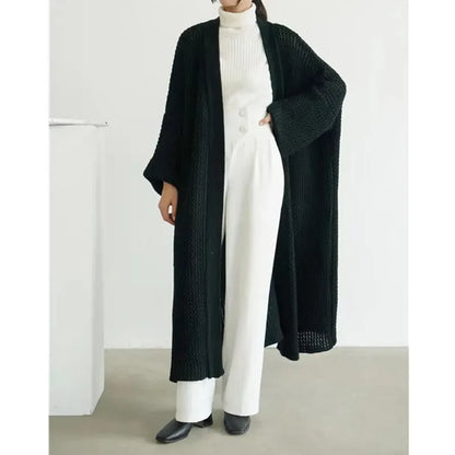 Autumn Winter Women’s Long Knitted Cardigan Sweater – Casual Loose Warm Long Sleeve Coat