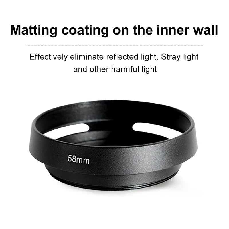 37-62mm Metal Hollow Camera Lens Hood — Compatible with Fuji Nikon Pentax Sony Olympus Canon