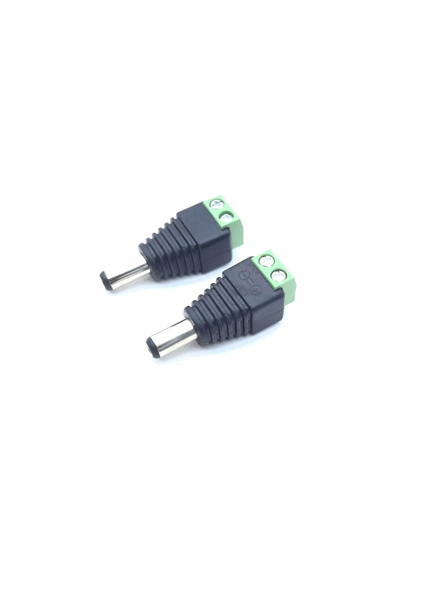 5 Pairs Welding-Free DC Plugs 5.5x2.1mm – Male & Female Green Terminal Power Connectors with Push Button